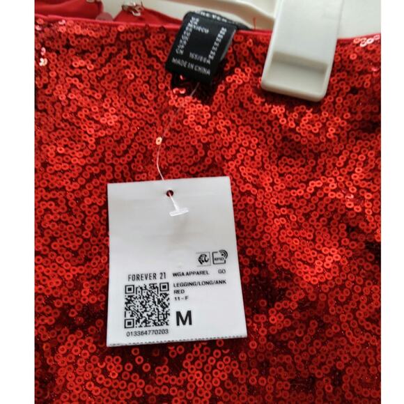 NWT Red sequins sparkly pants Christmas party zip size Med Glam Twee lined - Picture 7 of 9